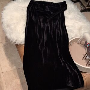 Anthropologie Black Velvet Maxi Skirt